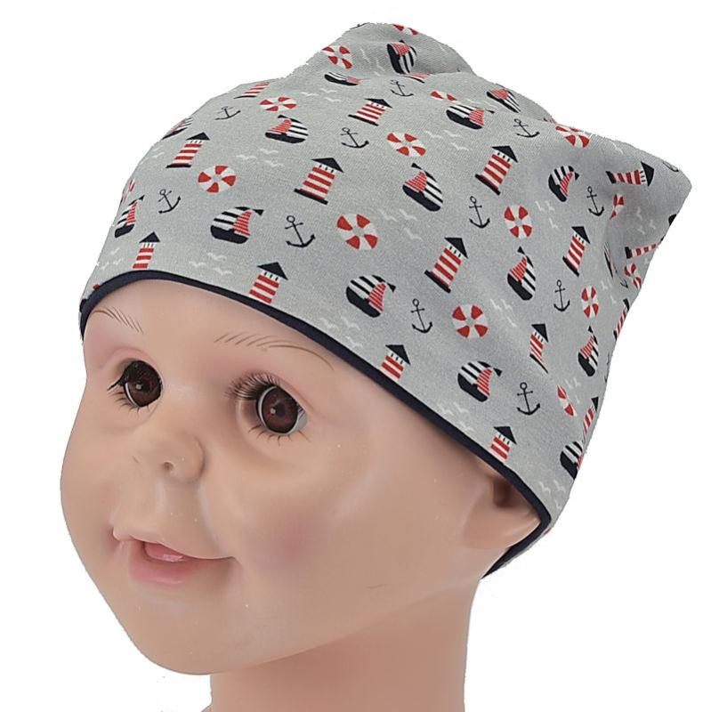 Baby Wendemütze 3-6 Jahre Anker Küste grau
